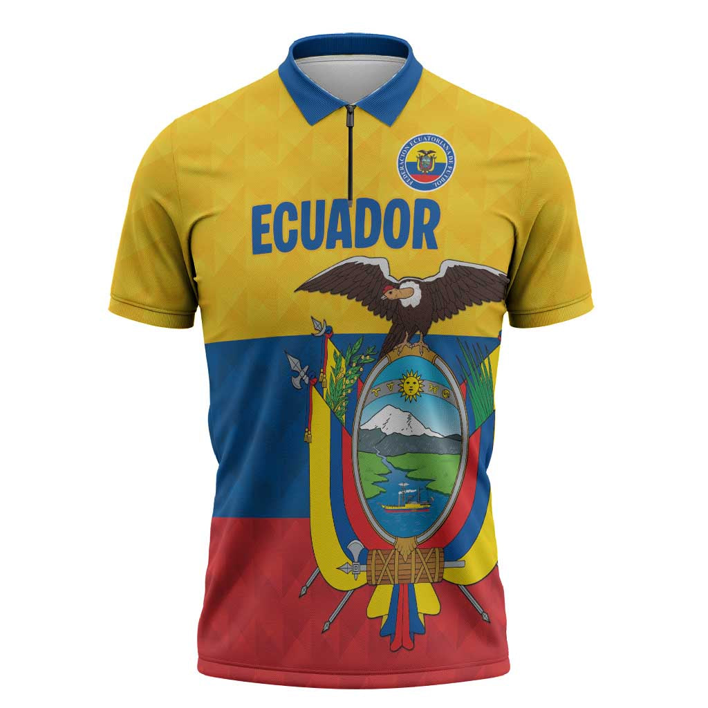 Ecuador Football Custom Zipper Polo Shirt La Tricolor Pride - Wonder Print Shop
