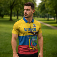 Ecuador Football Custom Zipper Polo Shirt La Tricolor Pride - Wonder Print Shop