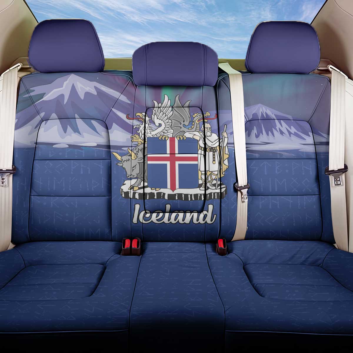 Iceland Back Car Seat Cover Icelandic Landscape Northern Lights