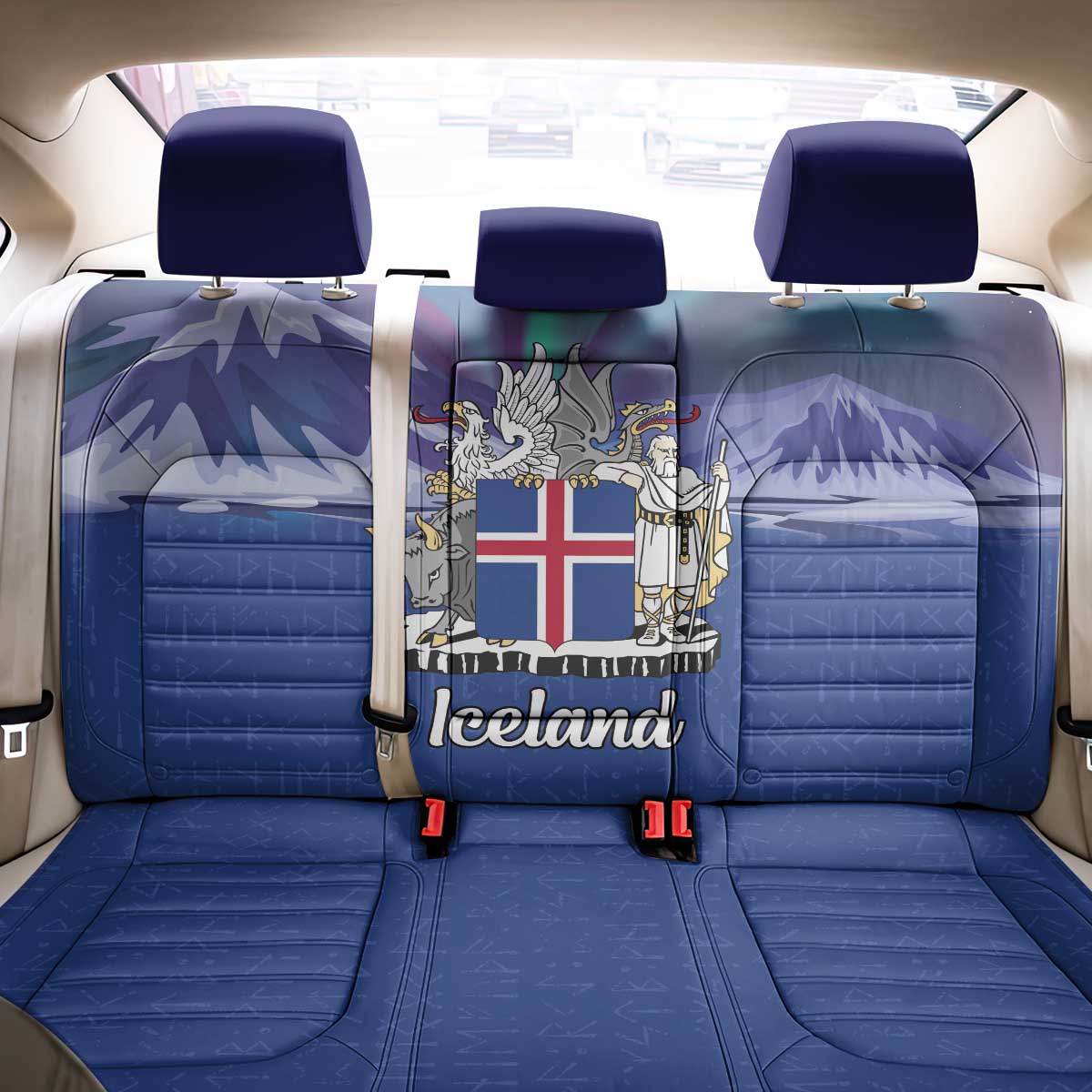 Iceland Back Car Seat Cover Icelandic Landscape Northern Lights