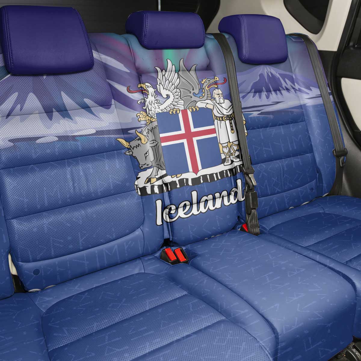Iceland Back Car Seat Cover Icelandic Landscape Northern Lights