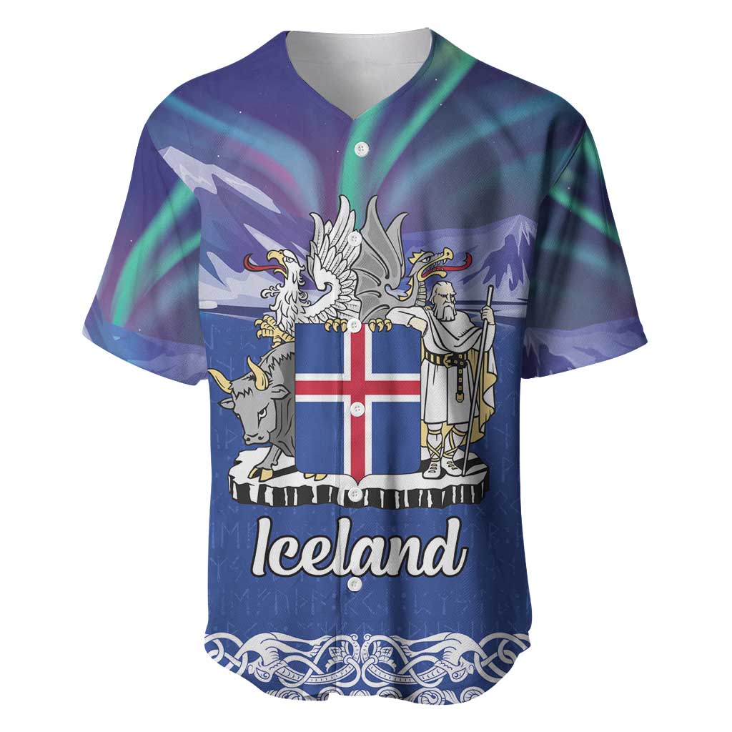 Iceland Baseball Jersey Icelandic Landscape Northern Lights