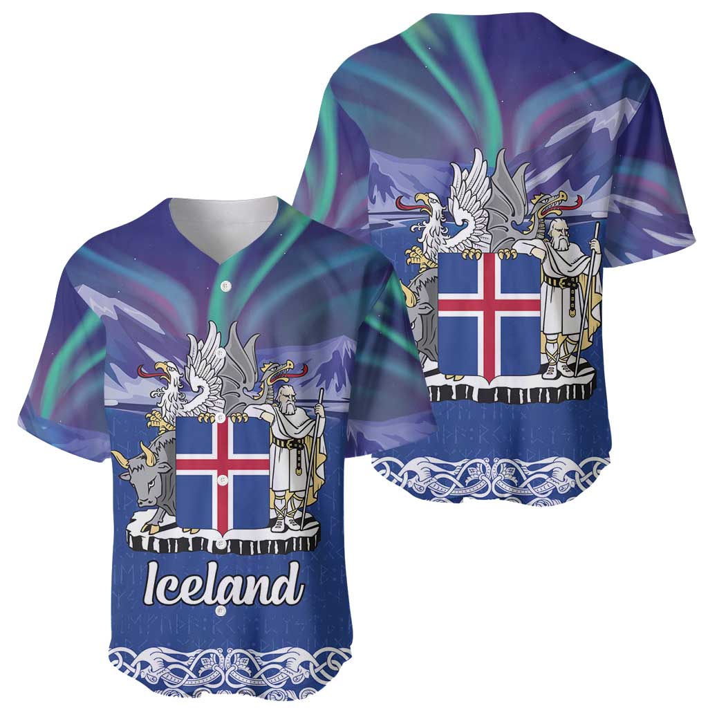 Iceland Baseball Jersey Icelandic Landscape Northern Lights