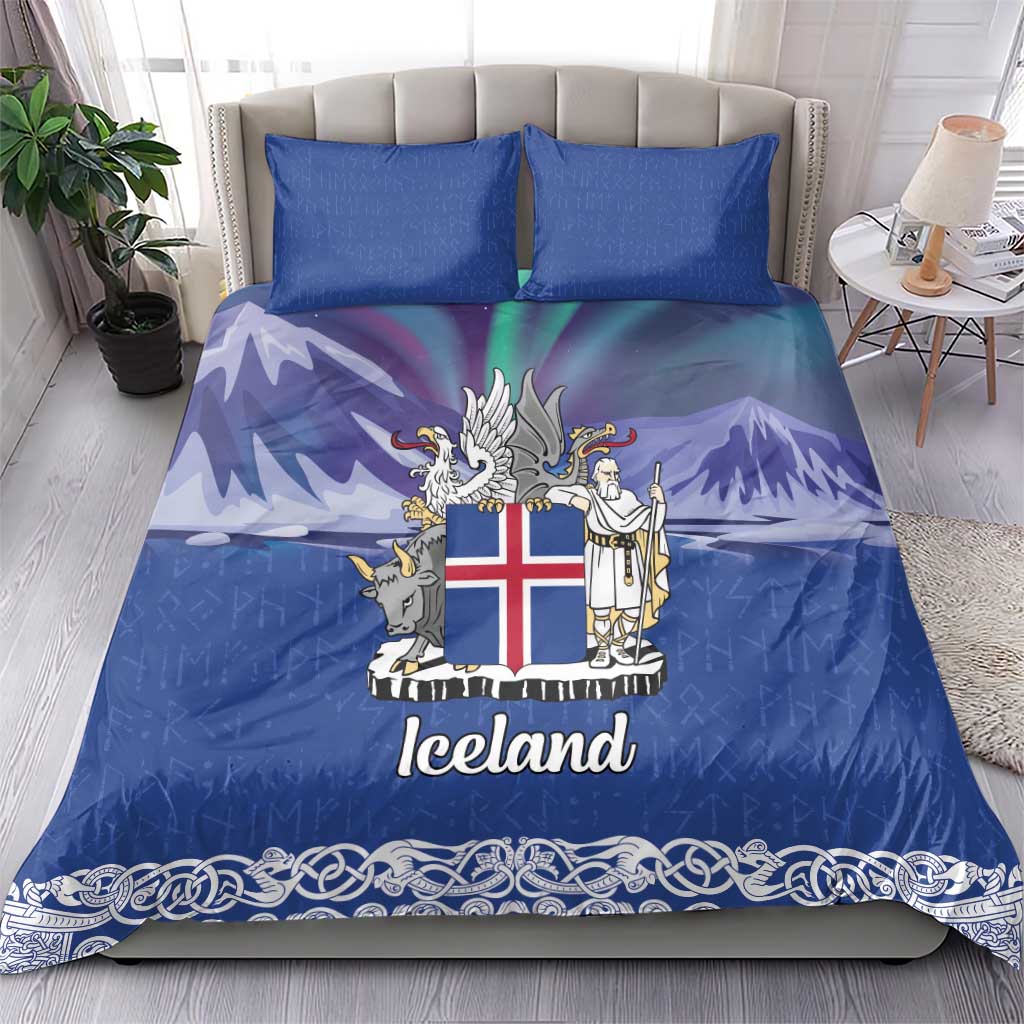 Iceland Bedding Set Icelandic Landscape Northern Lights