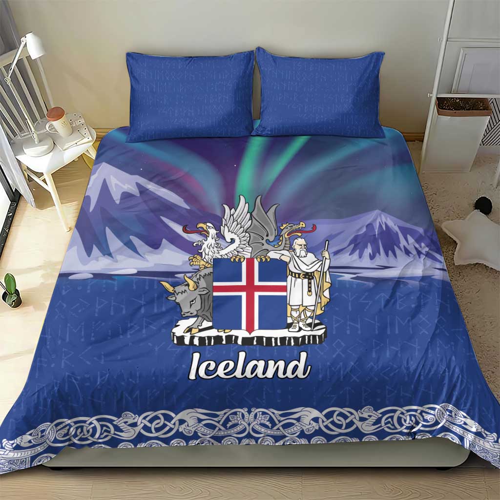 Iceland Bedding Set Icelandic Landscape Northern Lights