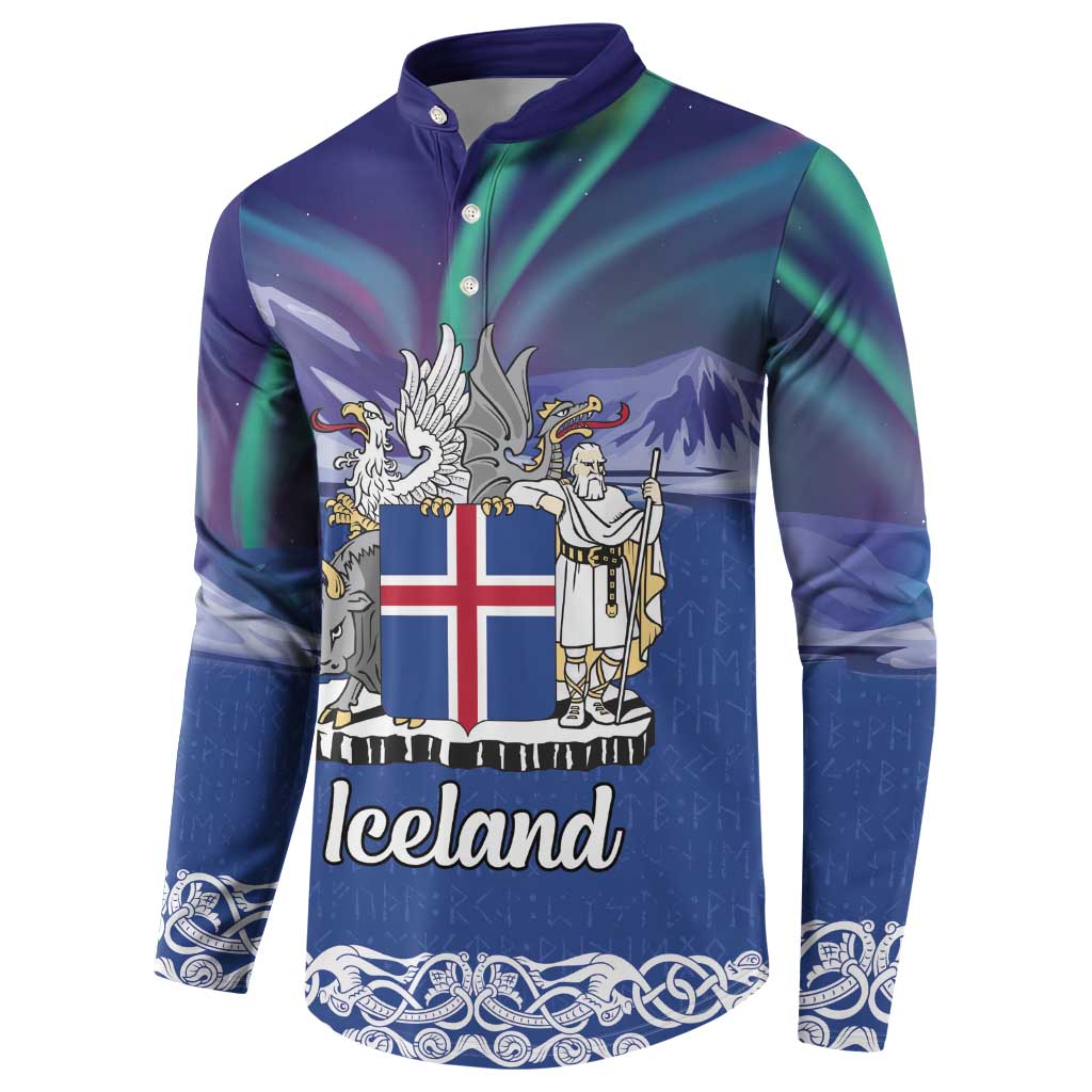 Iceland Button Sweatshirt Icelandic Landscape Northern Lights