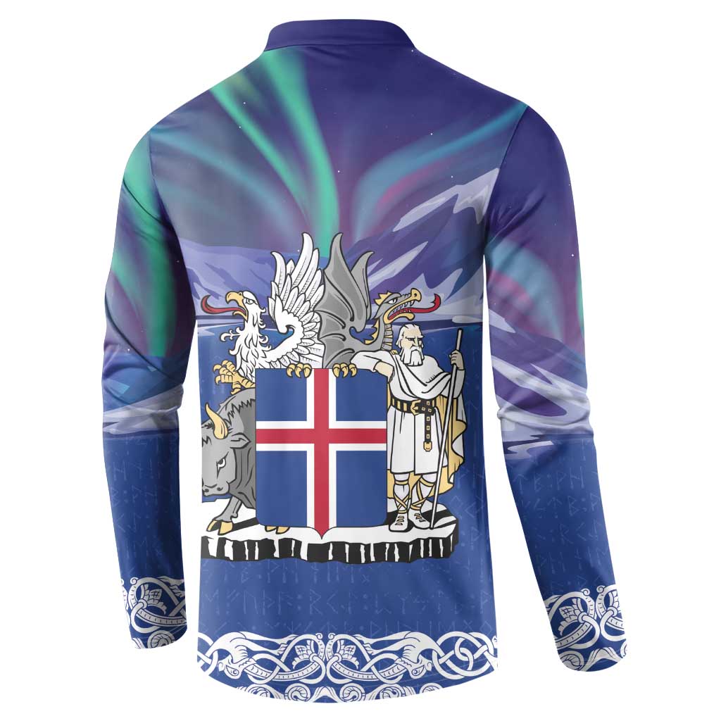 Iceland Button Sweatshirt Icelandic Landscape Northern Lights