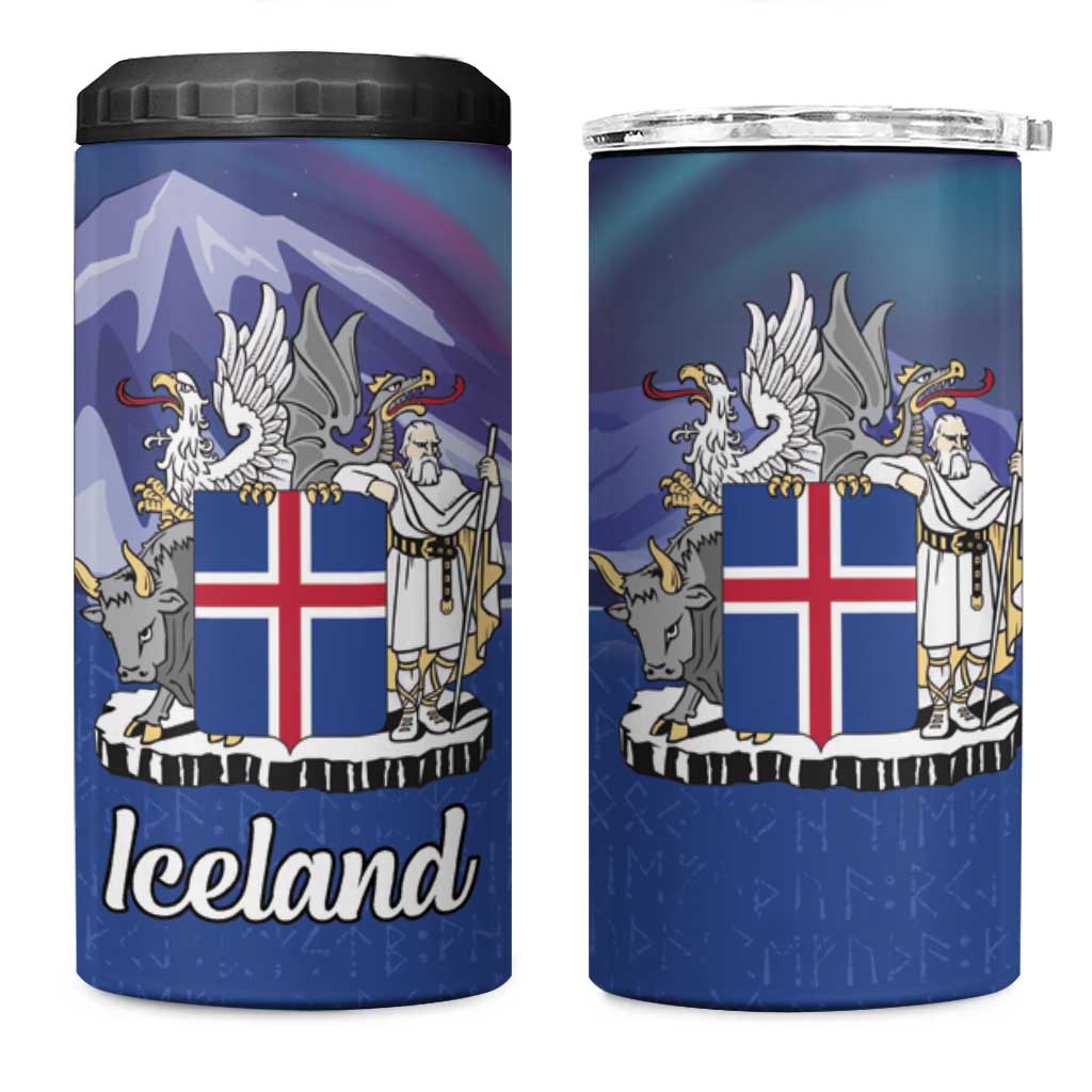 Iceland 4 in 1 Can Cooler Tumbler Icelandic Landscape Northern Lights