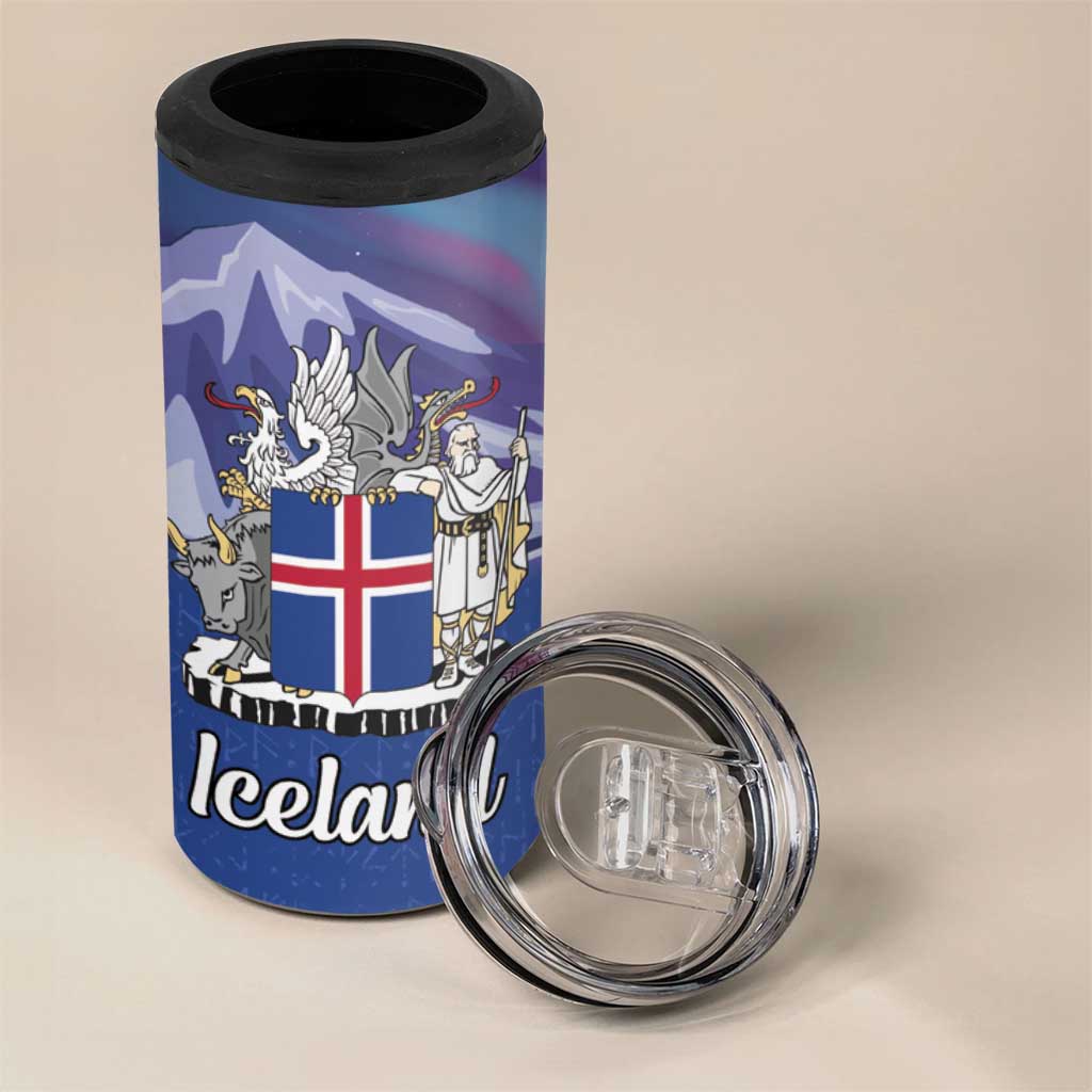 Iceland 4 in 1 Can Cooler Tumbler Icelandic Landscape Northern Lights