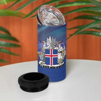 Iceland 4 in 1 Can Cooler Tumbler Icelandic Landscape Northern Lights