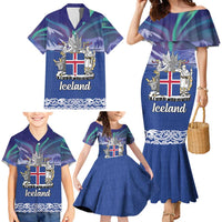 Iceland Family Matching Mermaid Dress and Hawaiian Shirt Icelandic Landscape Northern Lights