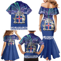 Iceland Family Matching Mermaid Dress and Hawaiian Shirt Icelandic Landscape Northern Lights