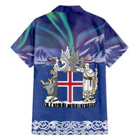 Iceland Family Matching Off Shoulder Maxi Dress and Hawaiian Shirt Icelandic Landscape Northern Lights