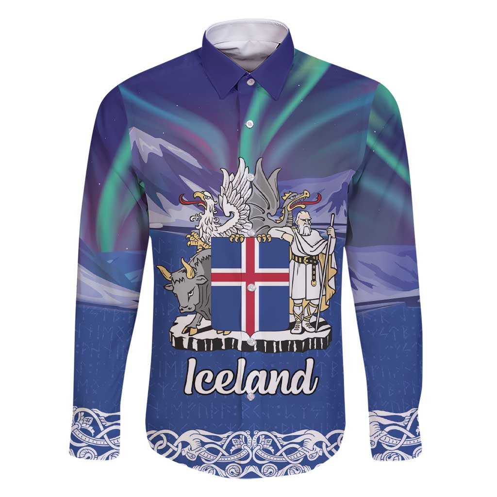 Iceland Family Matching Short Sleeve Bodycon Dress and Hawaiian Shirt Icelandic Landscape Northern Lights