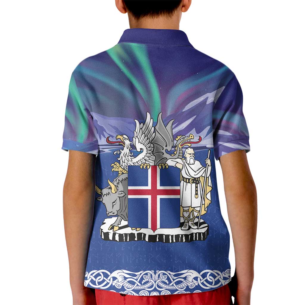Iceland Kid Polo Shirt Icelandic Landscape Northern Lights
