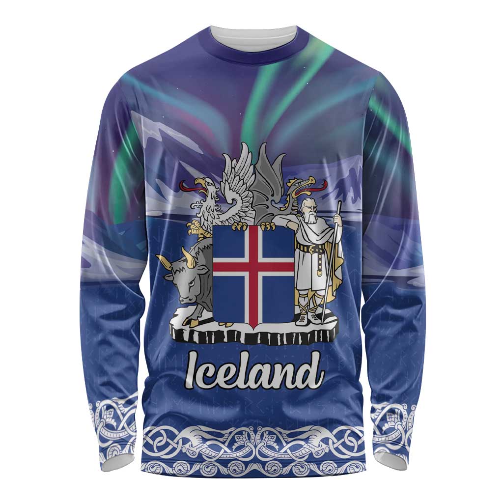 Iceland Long Sleeve Shirt Icelandic Landscape Northern Lights