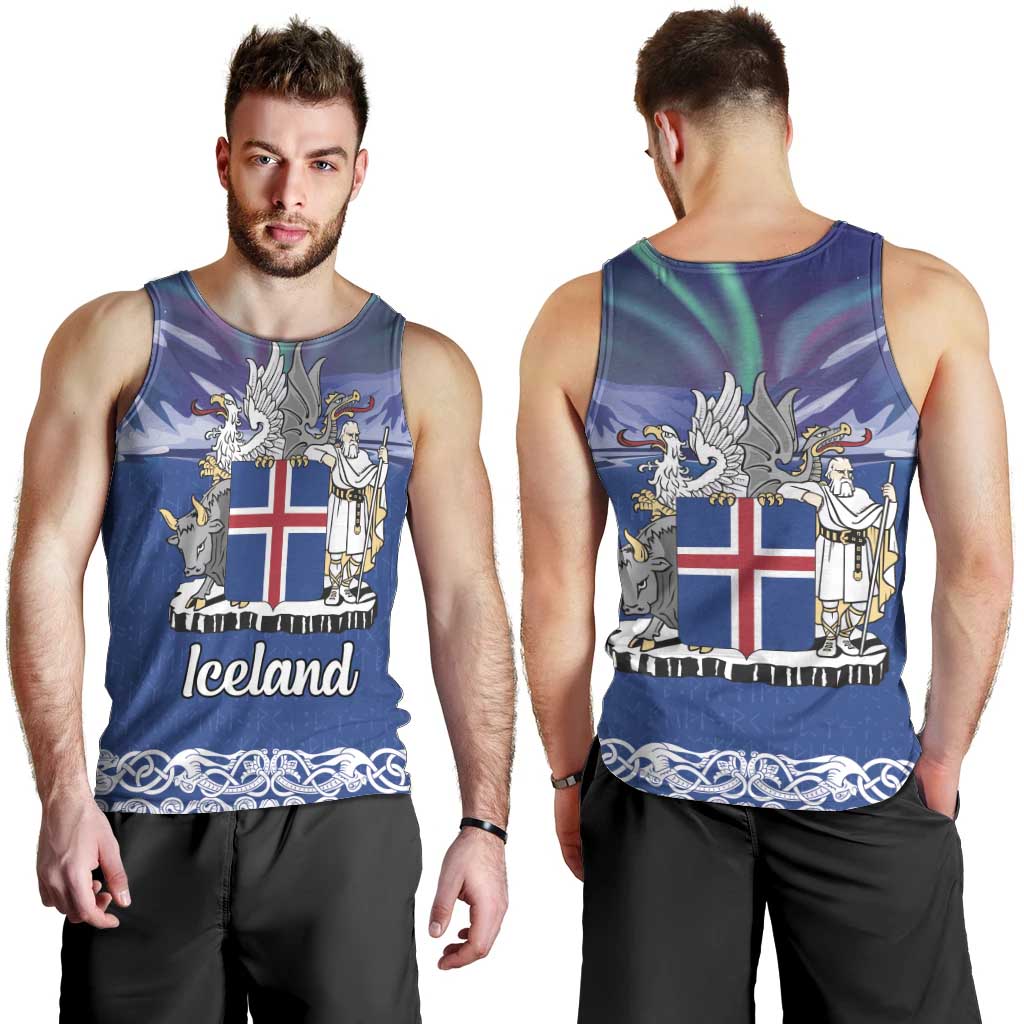 Iceland Men Tank Top Icelandic Landscape Northern Lights