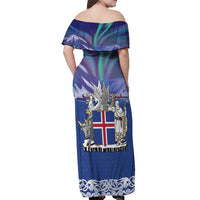 Iceland Off Shoulder Maxi Dress Icelandic Landscape Northern Lights