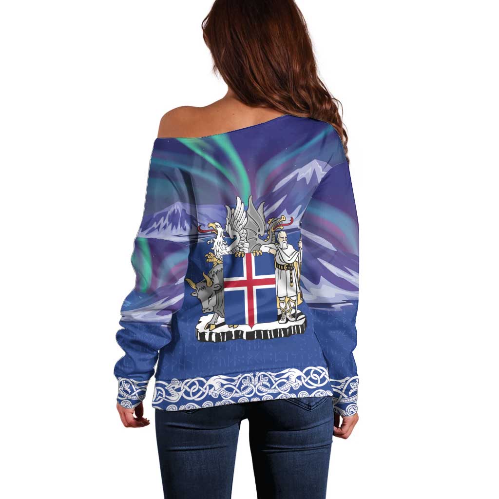 Iceland Off Shoulder Sweater Icelandic Landscape Northern Lights