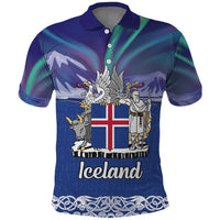 Iceland Polo Shirt Icelandic Landscape Northern Lights