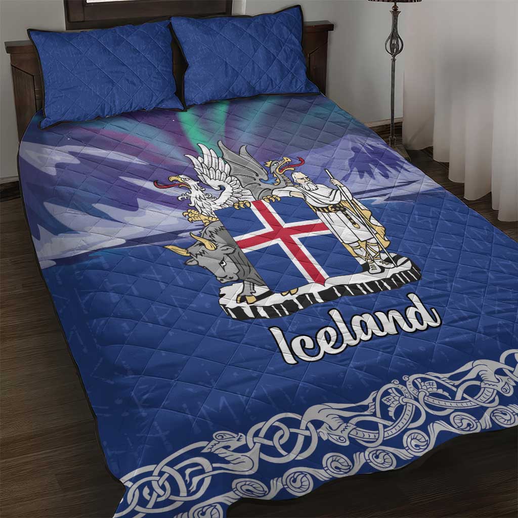 Iceland Quilt Bed Set Icelandic Landscape Northern Lights