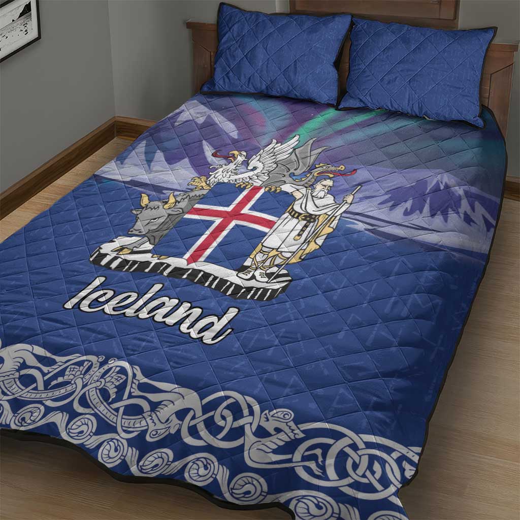 Iceland Quilt Bed Set Icelandic Landscape Northern Lights