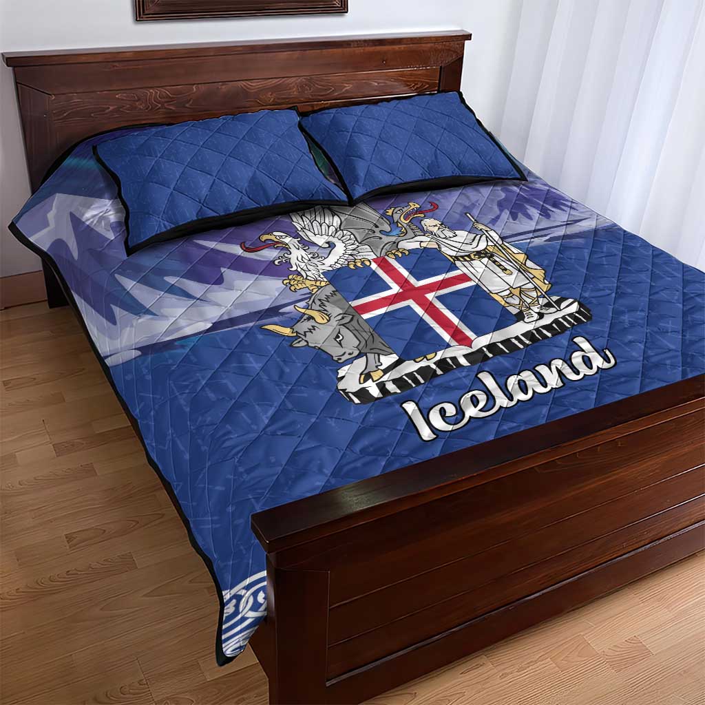 Iceland Quilt Bed Set Icelandic Landscape Northern Lights