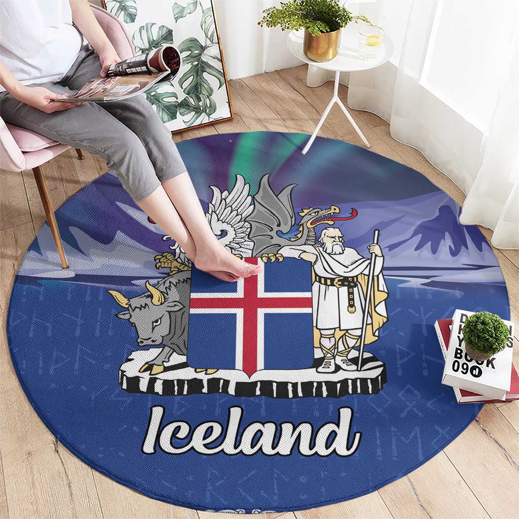 Iceland Round Carpet Icelandic Landscape Northern Lights