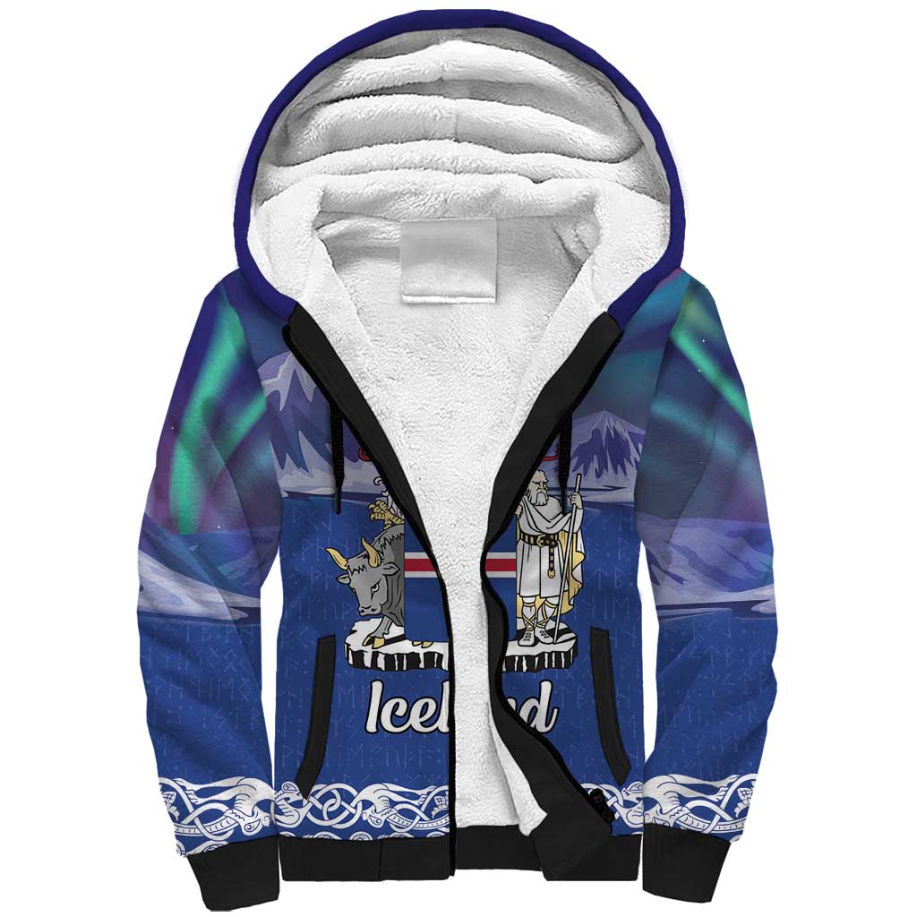 Iceland Sherpa Hoodie Icelandic Landscape Northern Lights