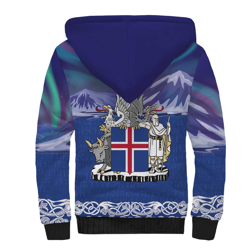 Iceland Sherpa Hoodie Icelandic Landscape Northern Lights
