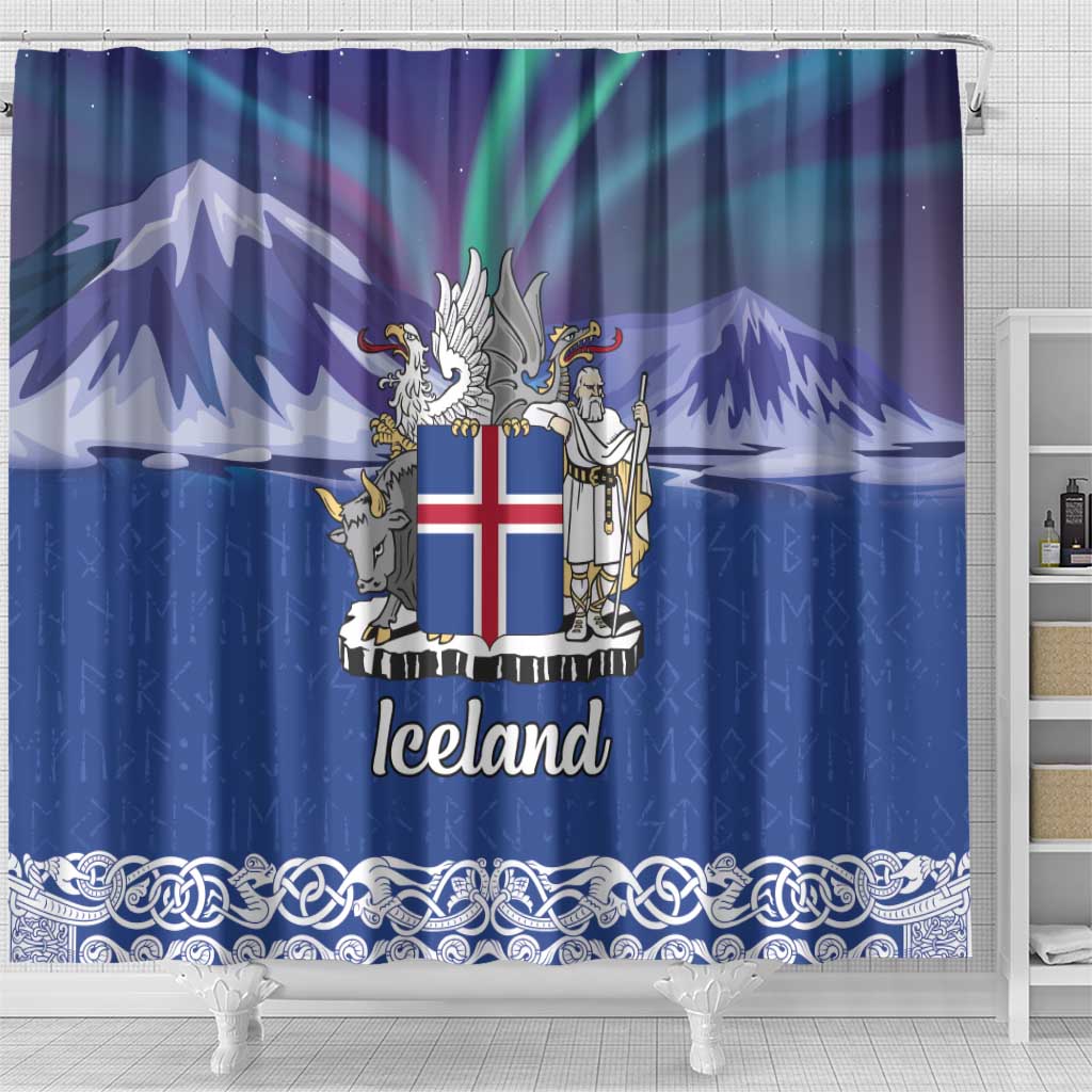 Iceland Shower Curtain Icelandic Landscape Northern Lights