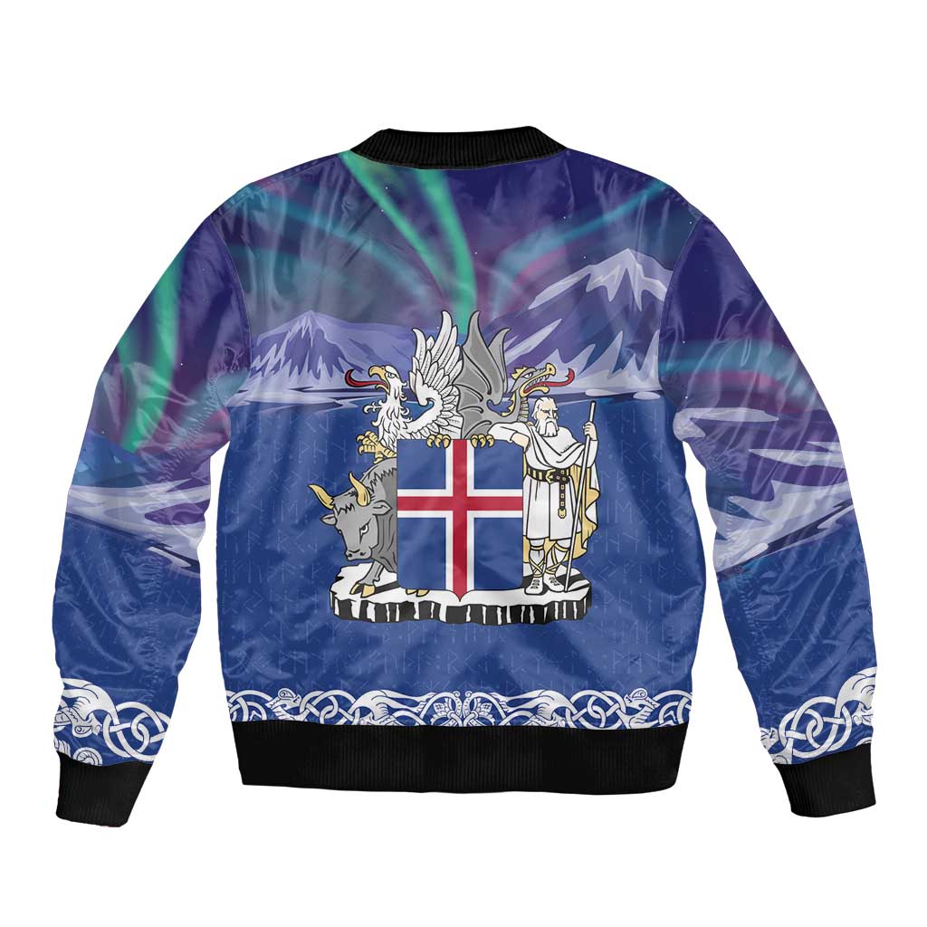 Iceland Sleeve Zip Bomber Jacket Icelandic Landscape Northern Lights
