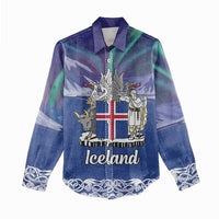 Iceland Women Casual Shirt Icelandic Landscape Northern Lights