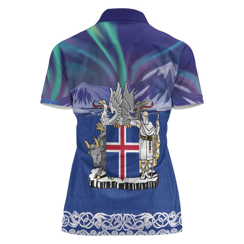 Iceland Women Polo Shirt Icelandic Landscape Northern Lights