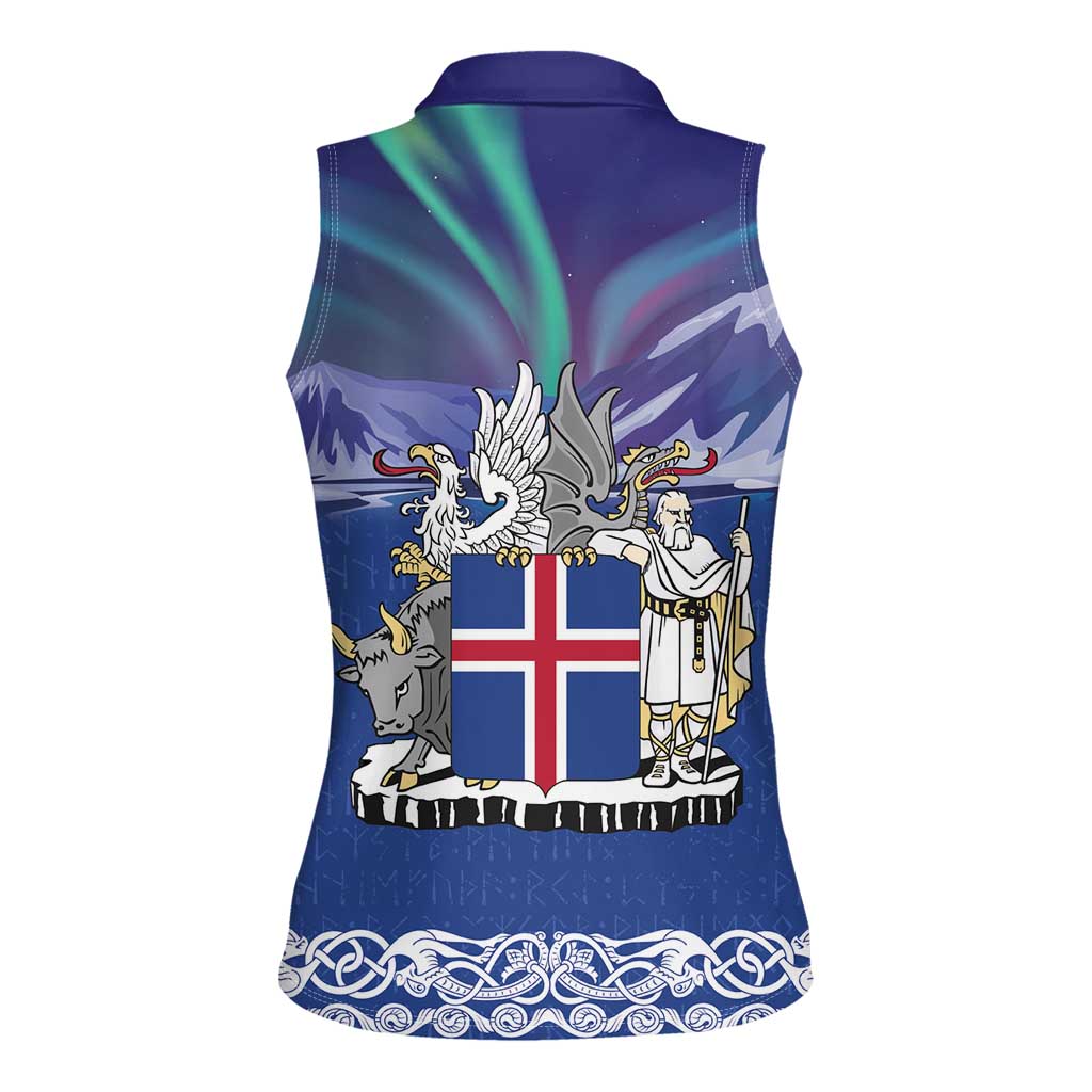 Iceland Women Sleeveless Polo Shirt Icelandic Landscape Northern Lights