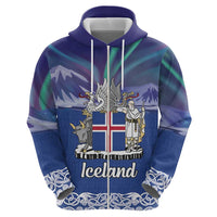 Iceland Zip Hoodie Icelandic Landscape Northern Lights
