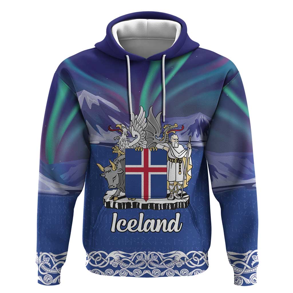 Iceland Zip Hoodie Icelandic Landscape Northern Lights