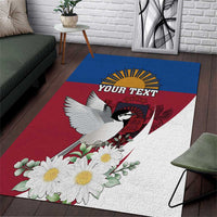 Personalized Latvia Area Rug White Wagtail Dievs Sveti Latviju