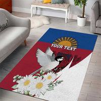Personalized Latvia Area Rug White Wagtail Dievs Sveti Latviju