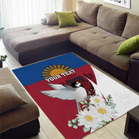Personalized Latvia Area Rug White Wagtail Dievs Sveti Latviju