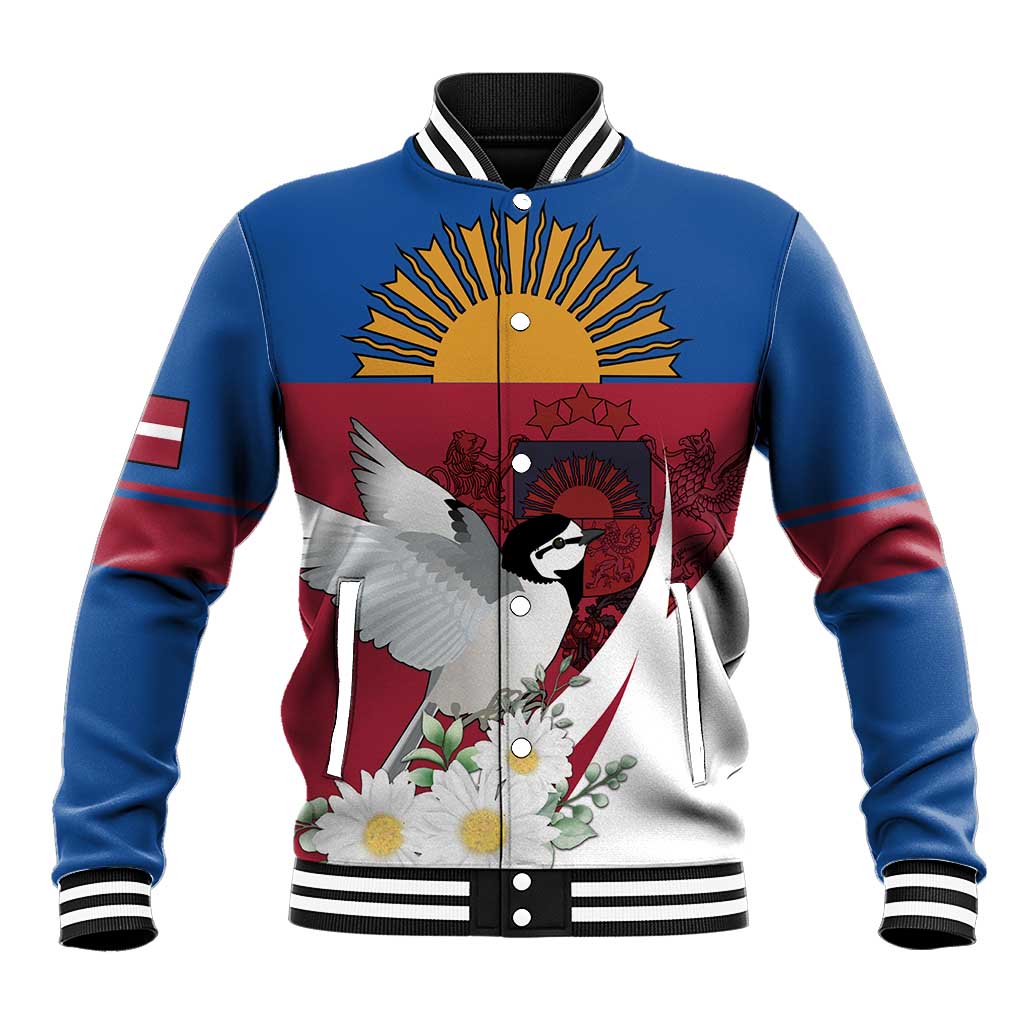 Personalized Latvia Baseball Jacket White Wagtail Dievs Sveti Latviju