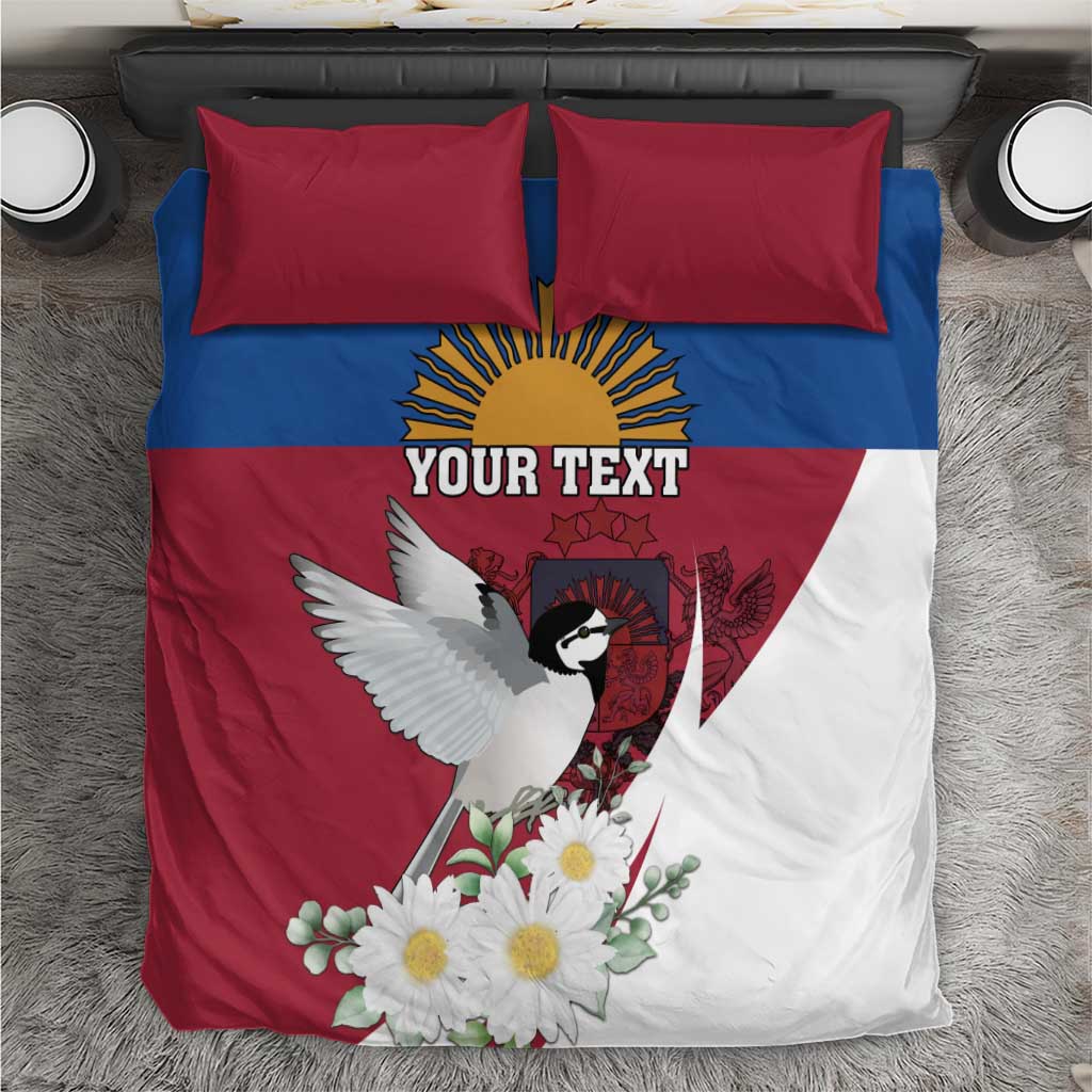 Personalized Latvia Bedding Set White Wagtail Dievs Sveti Latviju