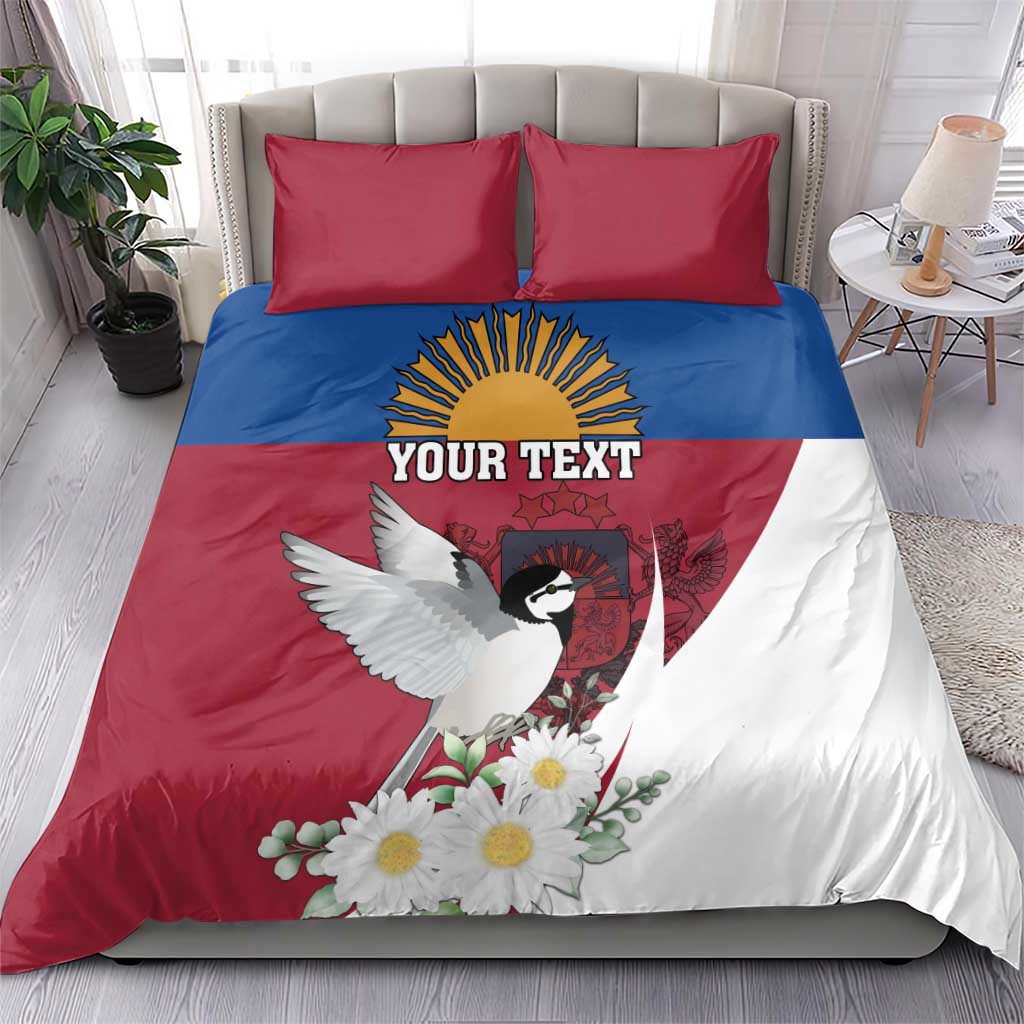 Personalized Latvia Bedding Set White Wagtail Dievs Sveti Latviju