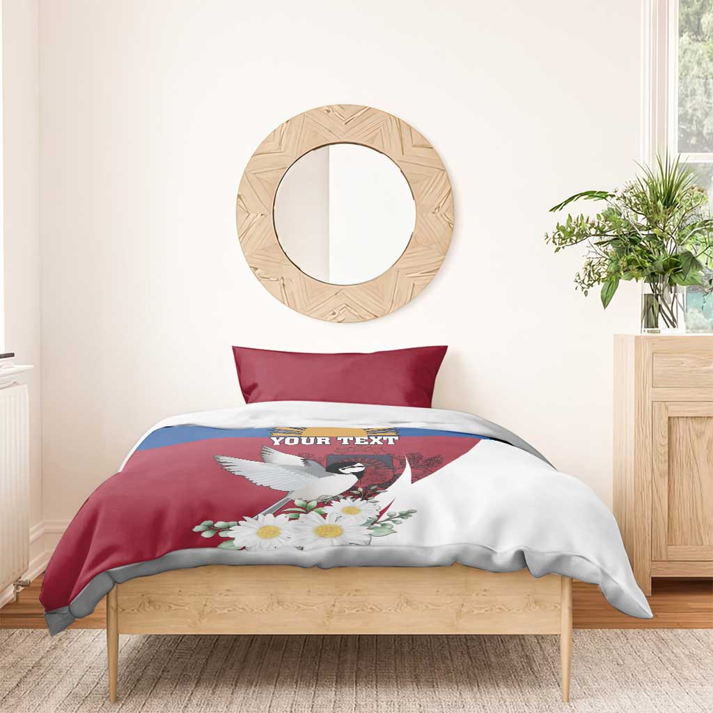 Personalized Latvia Bedding Set White Wagtail Dievs Sveti Latviju