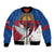 Personalized Latvia Bomber Jacket White Wagtail Dievs Sveti Latviju