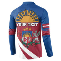 Personalized Latvia Button Sweatshirt White Wagtail Dievs Sveti Latviju