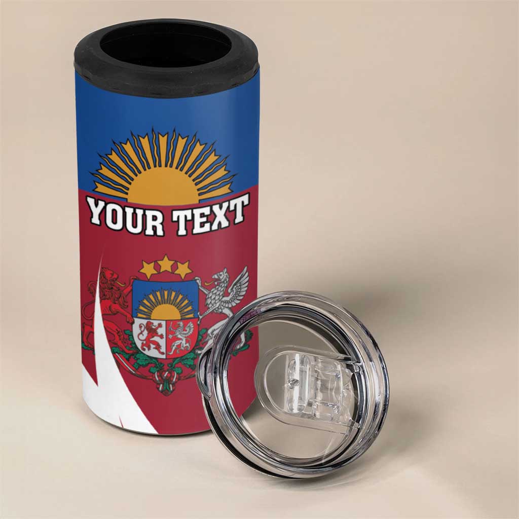 Personalized Latvia 4 in 1 Can Cooler Tumbler White Wagtail Dievs Sveti Latviju