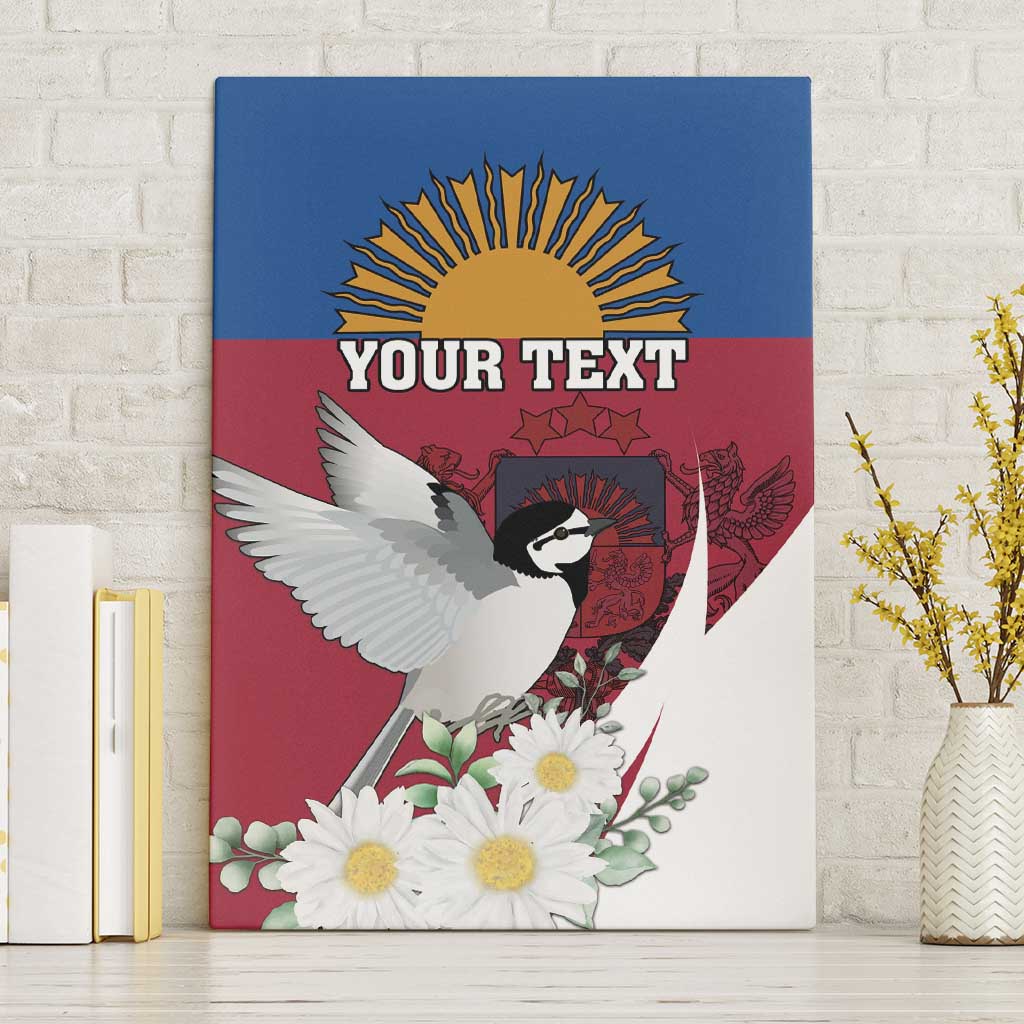 Personalized Latvia Canvas Wall Art White Wagtail Dievs Sveti Latviju