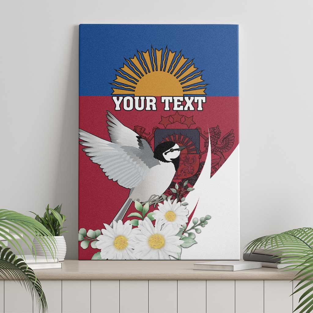 Personalized Latvia Canvas Wall Art White Wagtail Dievs Sveti Latviju