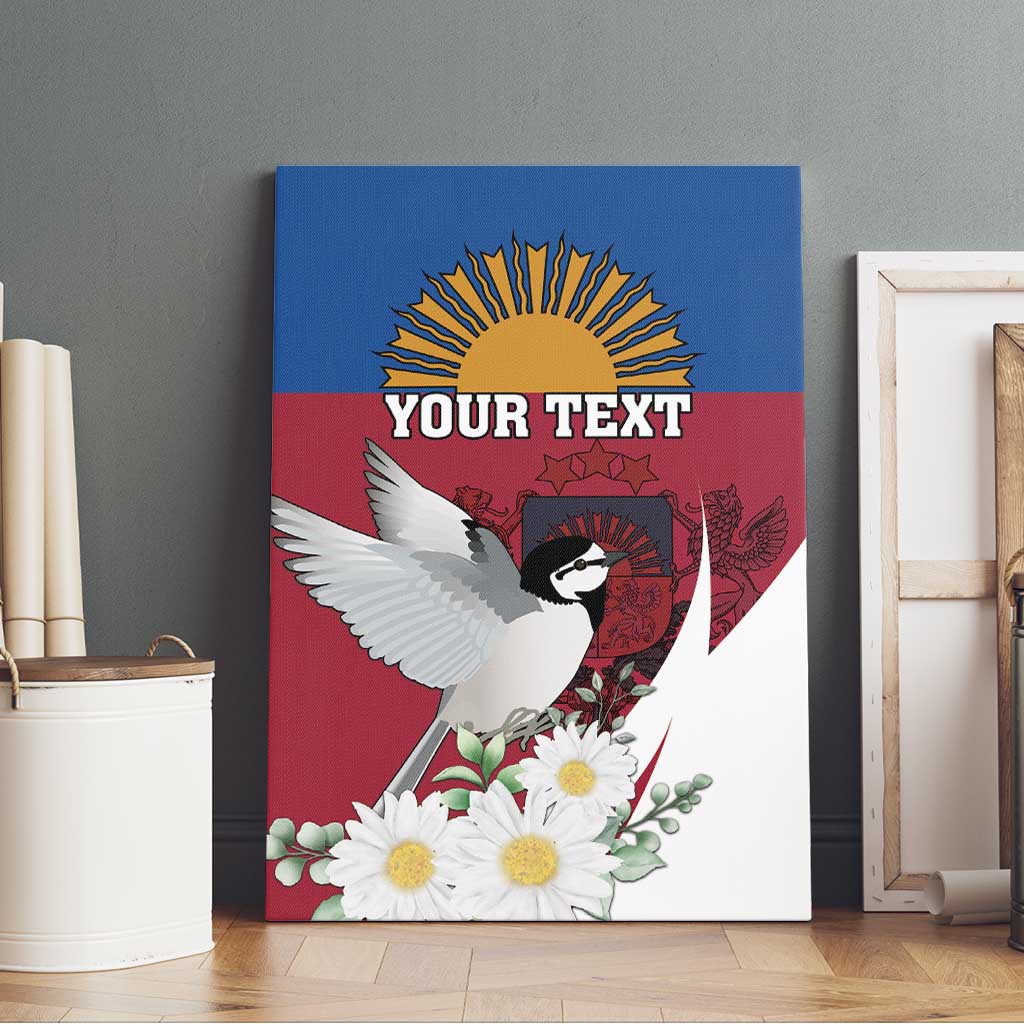 Personalized Latvia Canvas Wall Art White Wagtail Dievs Sveti Latviju